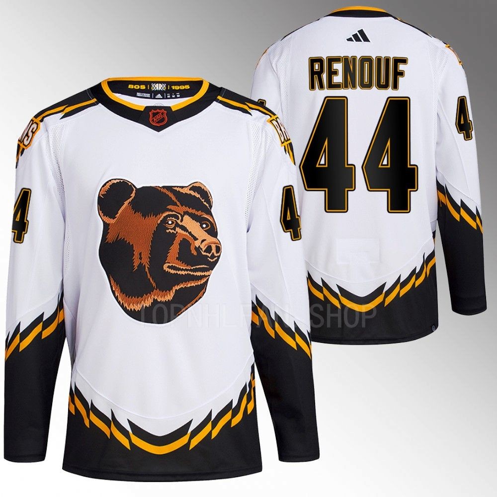 Dan Renouf 2022 Boston Bruins White Reverse Retro 2.0 Authentic Pro Jersey Stitched