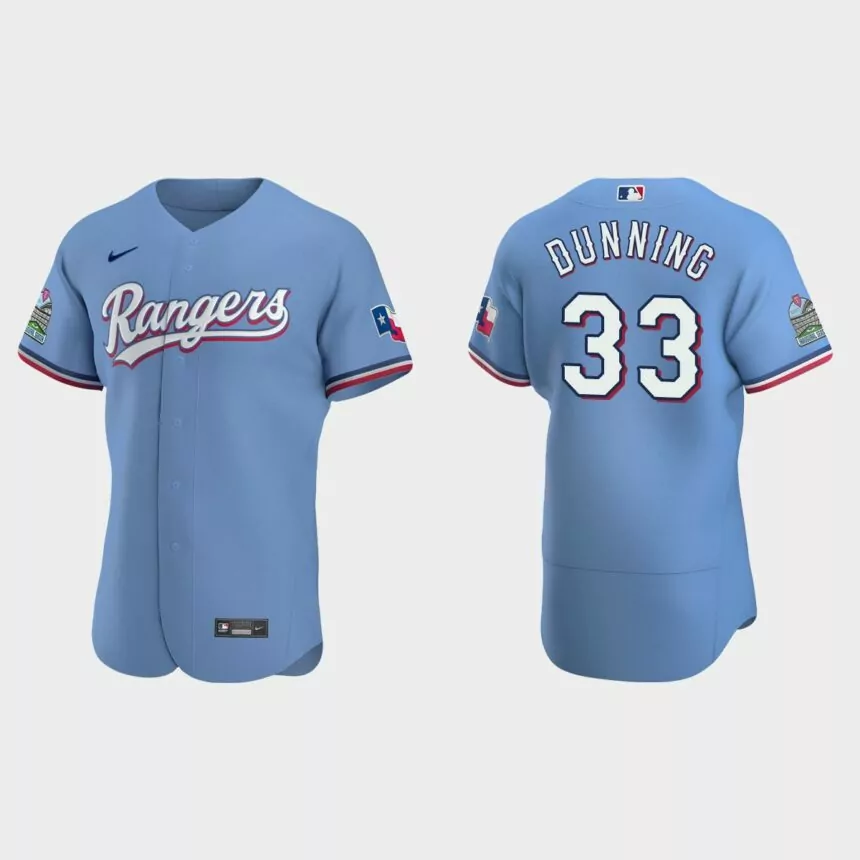 Dane Dunning #33 Texas Rangers Authentic Alternate Jersey – Light Blue