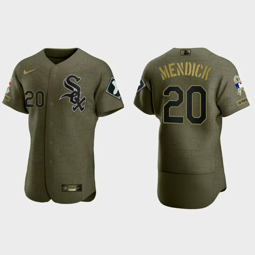 Danny Mendick Chicago White Sox 2021 Salute to Service Digital Camo Jersey – Green