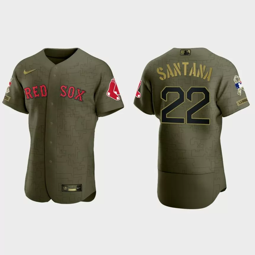 Danny Santana Boston Red Sox 2021 Salute to Service Digital Camo Jersey – Green