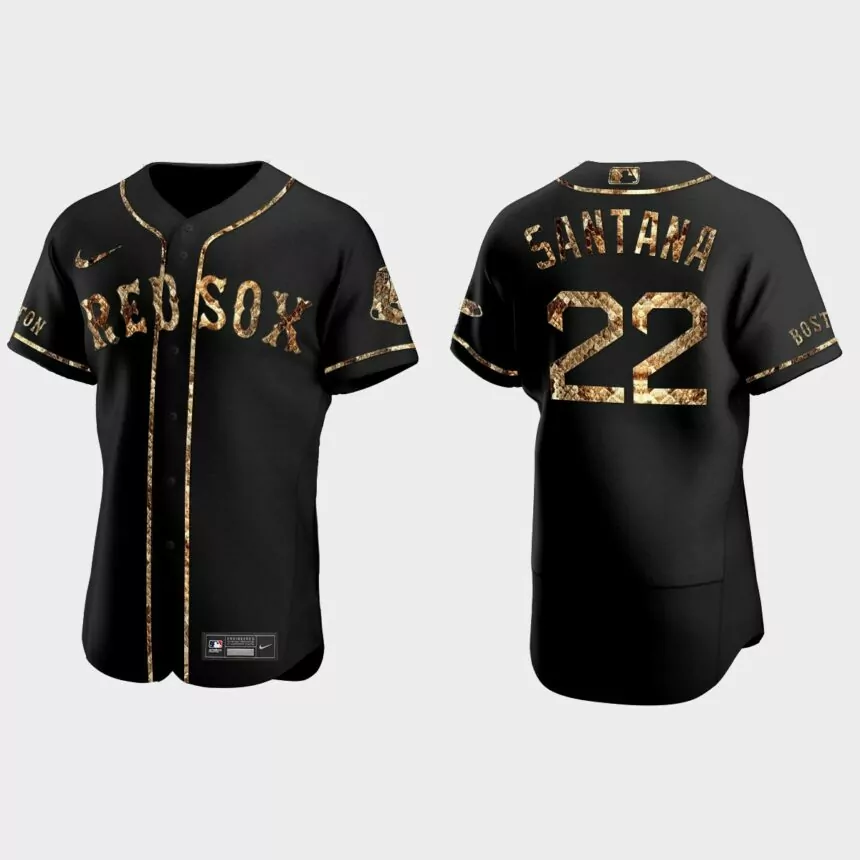 Danny Santana Boston Red Sox Python Skin Authentic Jersey – Black