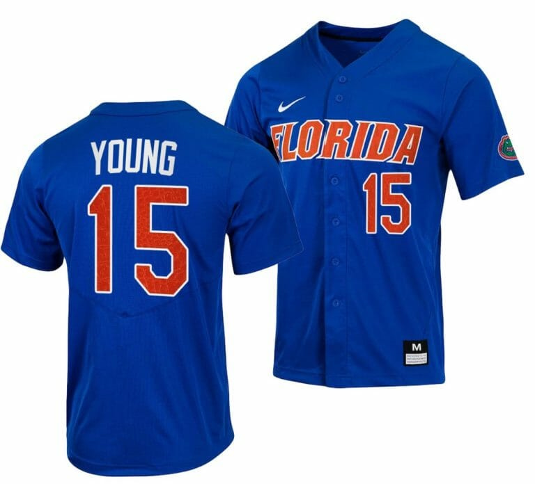 Danny Young Jersey Florida Gators College Baseball Full-Button Royal #15