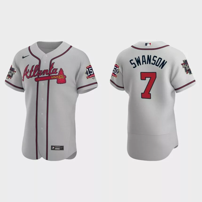 Dansby Swanson #7 Atlanta Braves Authentic Road 2021 MLB All-Star Jersey – Gray