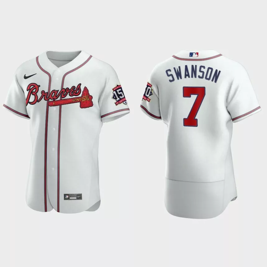 Dansby Swanson Atlanta Braves 150th Anniversary World Series Jersey – White