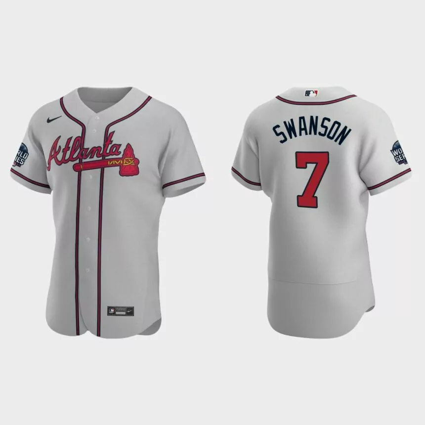 Dansby Swanson Atlanta Braves 2021 World Series Authentic Jersey – Gray