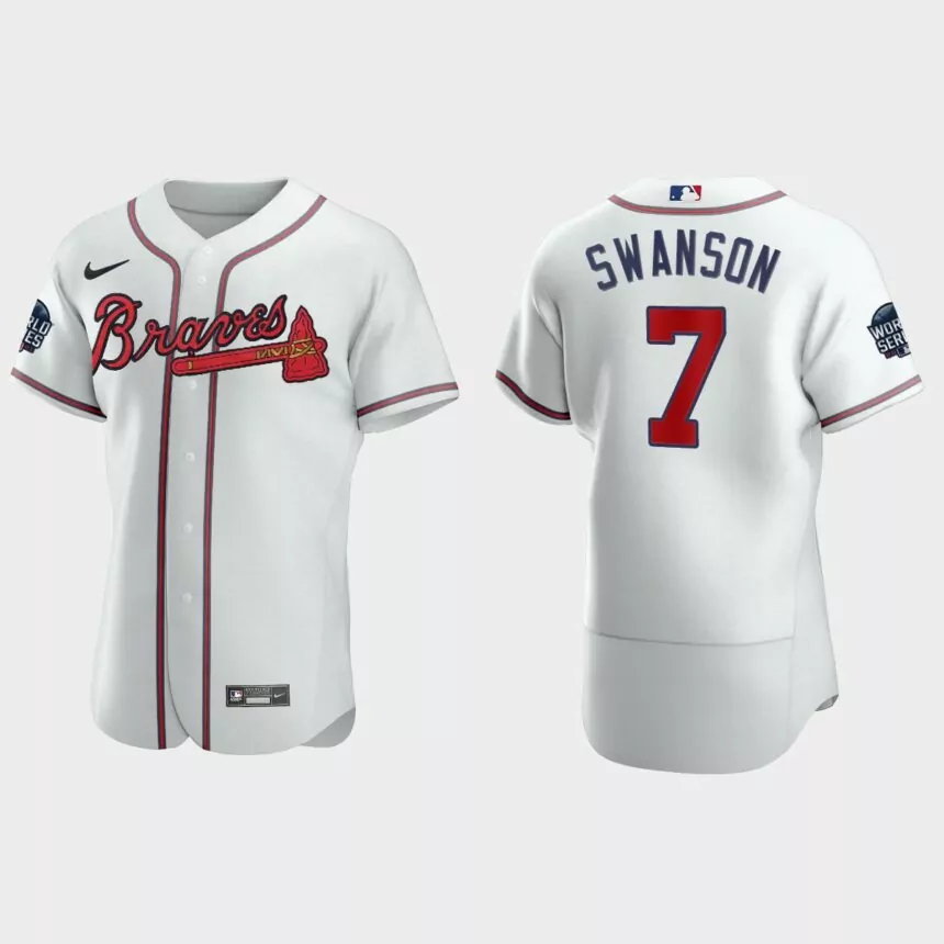 Dansby Swanson Atlanta Braves 2021 World Series Authentic Jersey – White