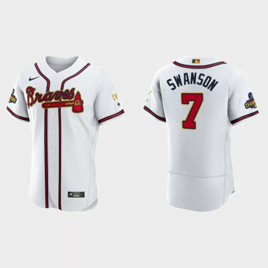 Dansby Swanson Atlanta Braves 2022 Gold Program White Authentic Jersey