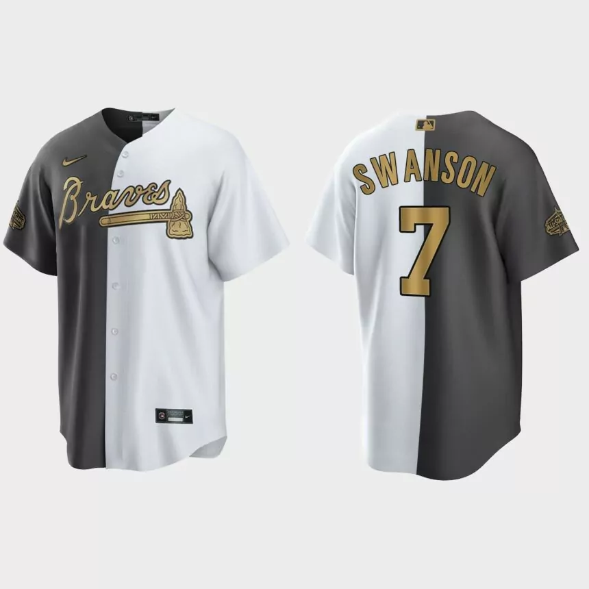 Dansby Swanson Atlanta Braves 2022 MLB All-Star Game Split Jersey – White Charcoal