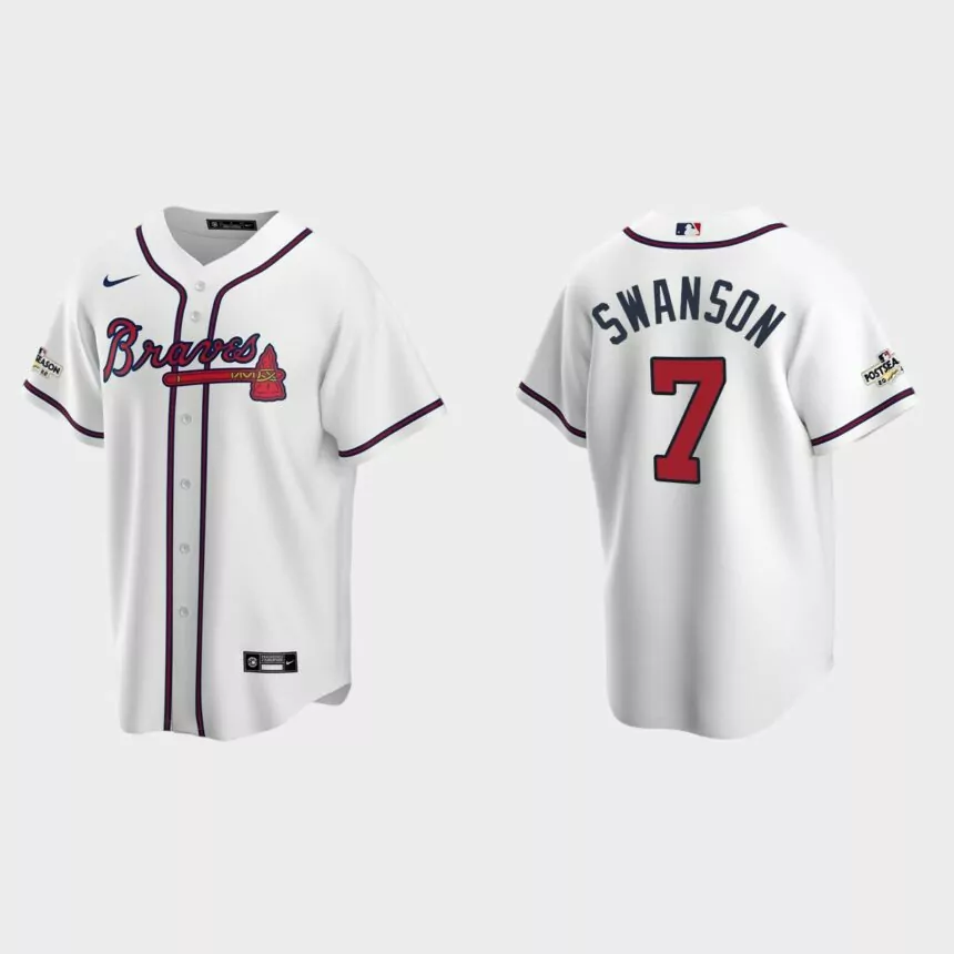 Dansby Swanson Atlanta Braves 2022 Postseason Replica Jersey – White