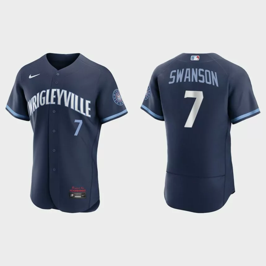 Dansby Swanson Chicago Cubs City Connect Authentic Jersey – Navy