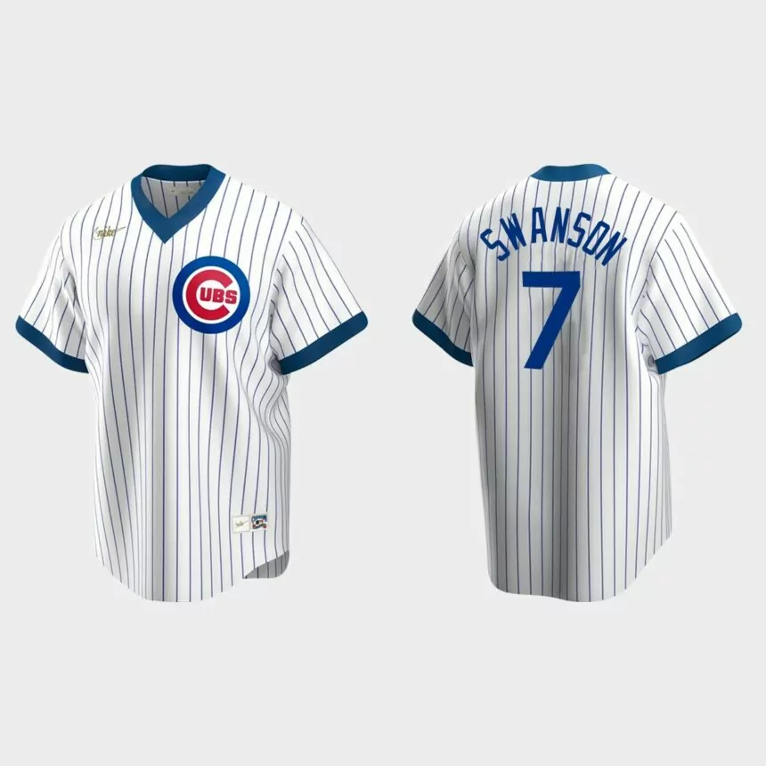 Dansby Swanson Chicago Cubs Cooperstown Collection Home Jersey – White