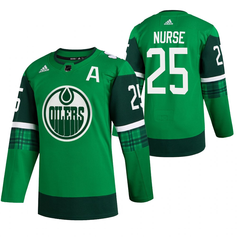 Darnell Nurse 2022 St. Patrick Oilers Green #25 Jersey