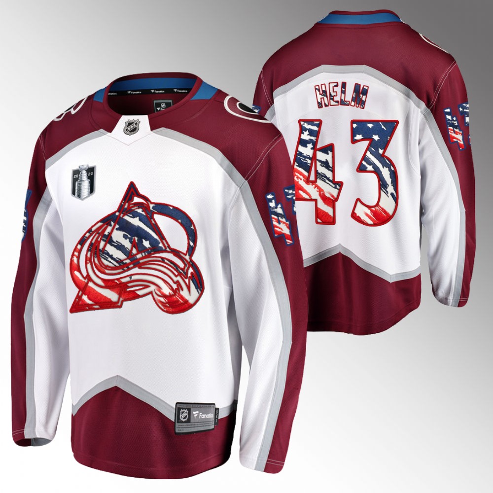 Darren Helm Avalanche 4th of July Jersey White Stars Stripes Flag