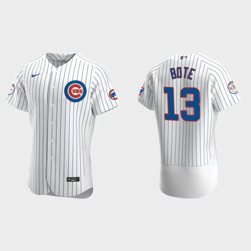 David Bote Chicago Cubs Fergie Jenkins Logo Authentic Jersey – White