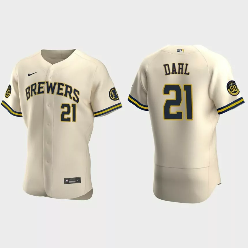 David Dahl Milwaukee Brewers Authentic Alternate Jersey – Cream