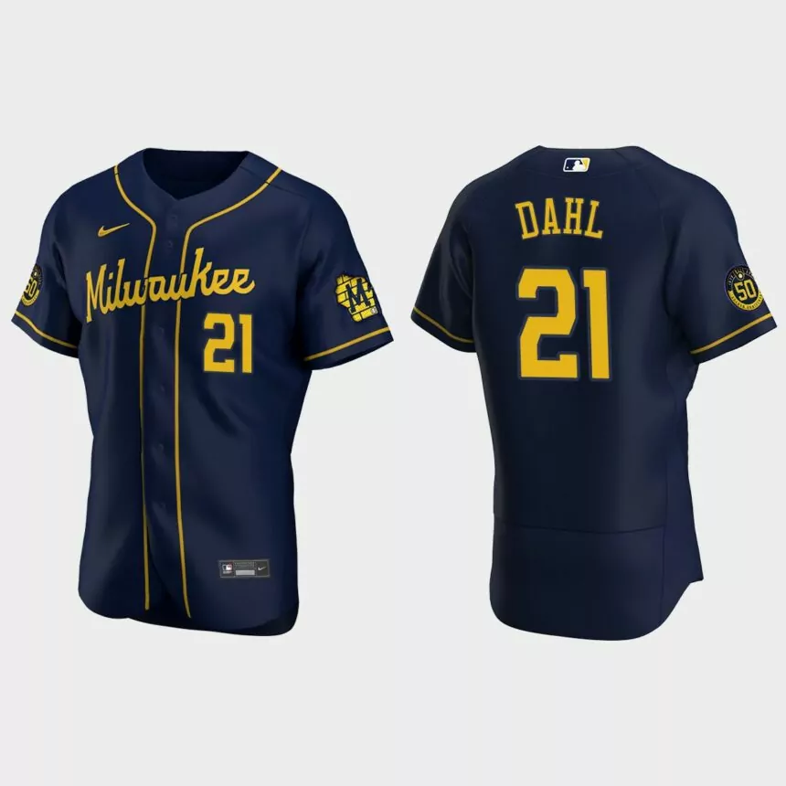 David Dahl Milwaukee Brewers Authentic Alternate Jersey – Navy