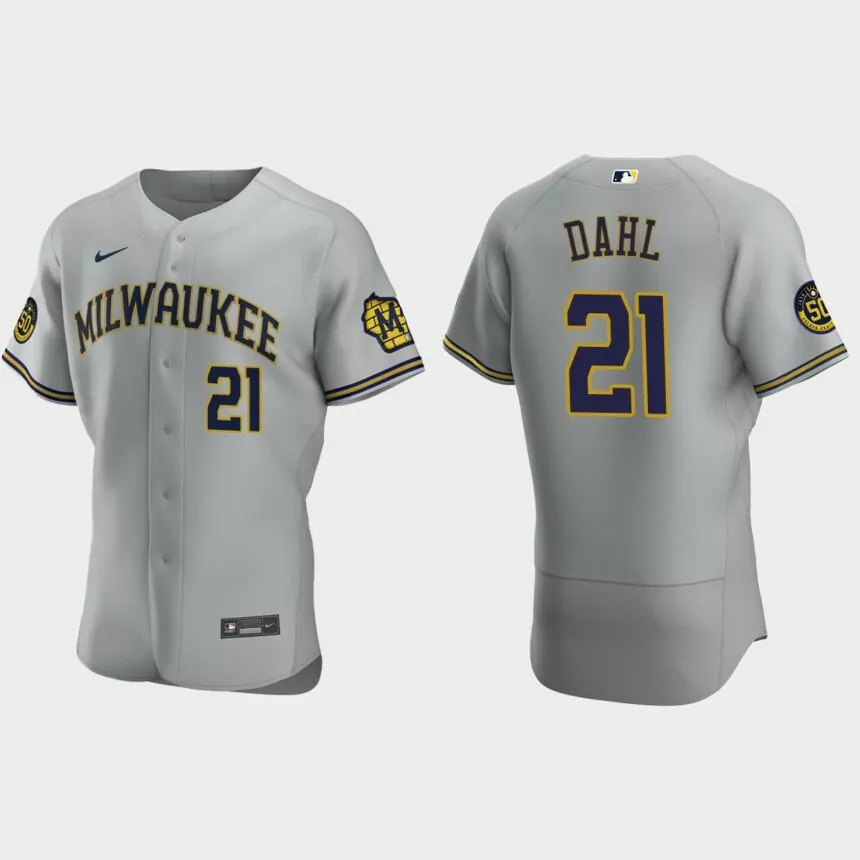 David Dahl Milwaukee Brewers Authentic Road Jersey – Gray