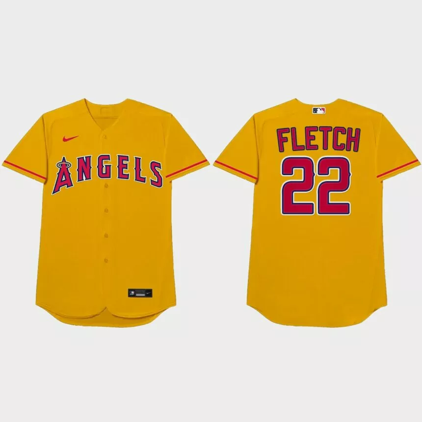 David Fletcher Nickname Angels 2021 Players’ Weekend Fletch Jersey – Gold