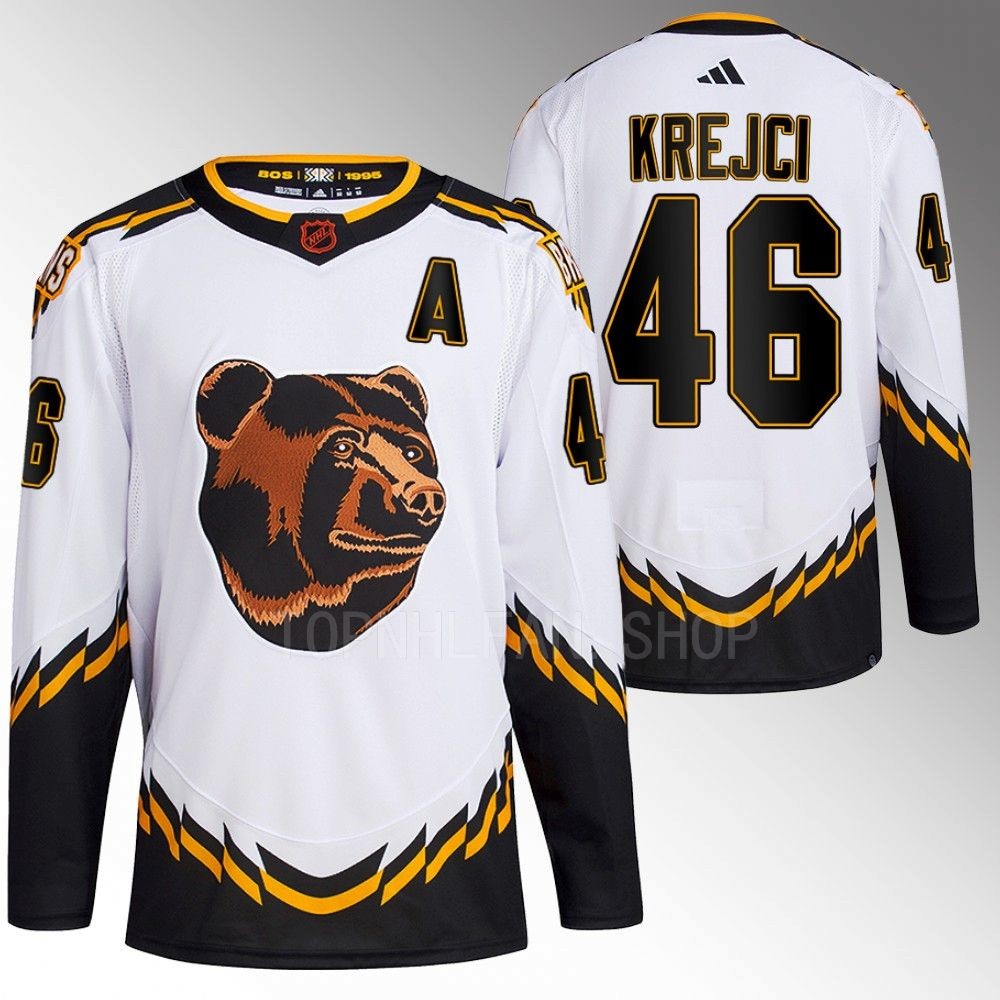 David Krejci 2022 Boston Bruins White Reverse Retro 2.0 Authentic Primegreen Jersey Stitched