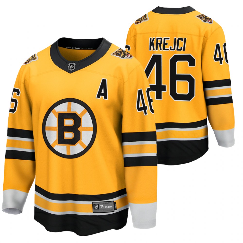 David Krejci Boston Bruins 2021 Special Edition Gold Men Jersey Reverse Retro
