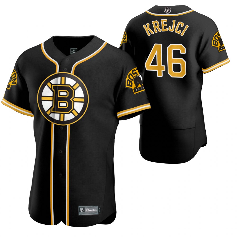 David Krejci Bruins 2020 NHL X MLB Crossover Baseball Jersey Black