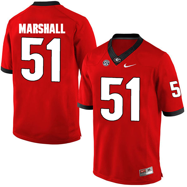 David Marshall Georgia Bulldogs Men's Jersey - #51 NCAA Red Limited Home