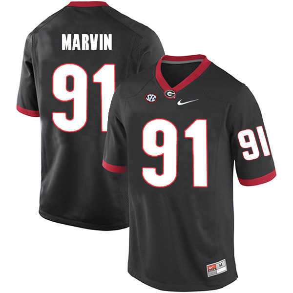 David Marvin Georgia Bulldogs Men's Jersey - #91 NCAA Black Limited Home