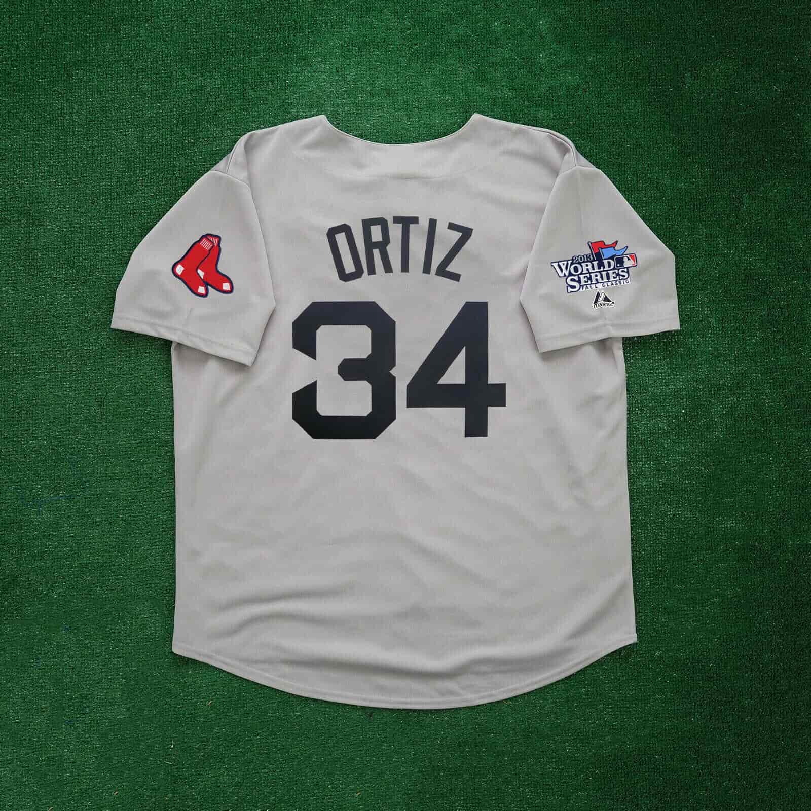 David Ortiz 2013 Boston Red Sox World Series Grey Road Men's Jersey