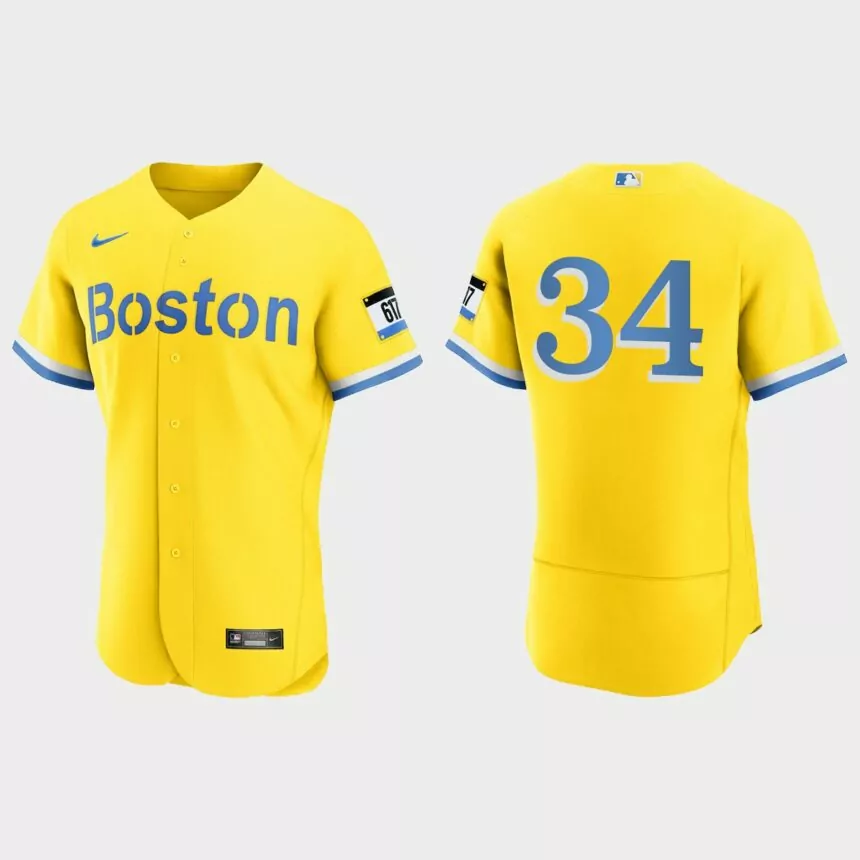 David Ortiz Boston Red Sox 2021 City Connect Authentic Jersey – Gold Light Blue