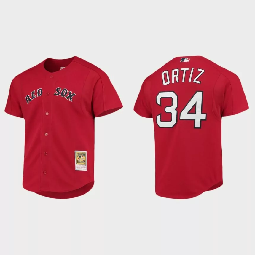 David Ortiz Boston Red Sox Cooperstown Collection Batting Practice Jersey – Red