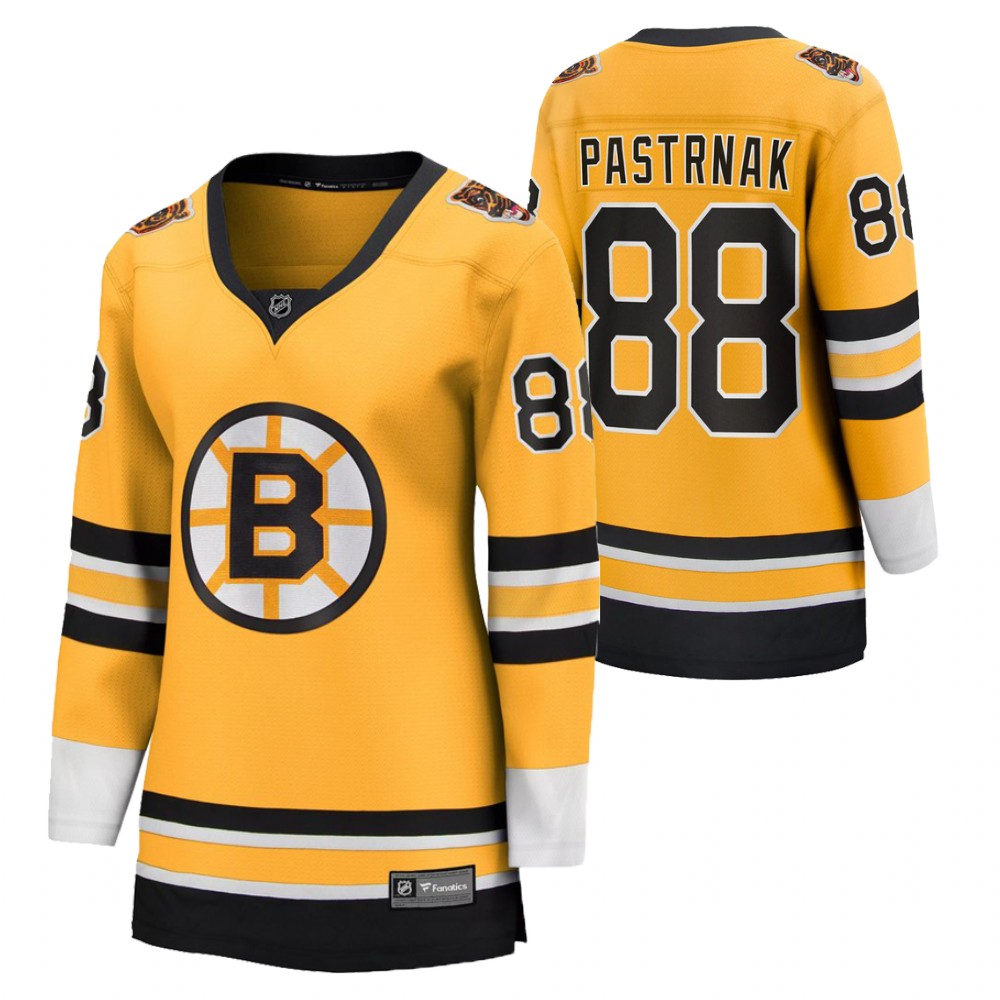 David Pastrnak Boston Bruins Reverse Retro Gold Women's Jersey Special Edition