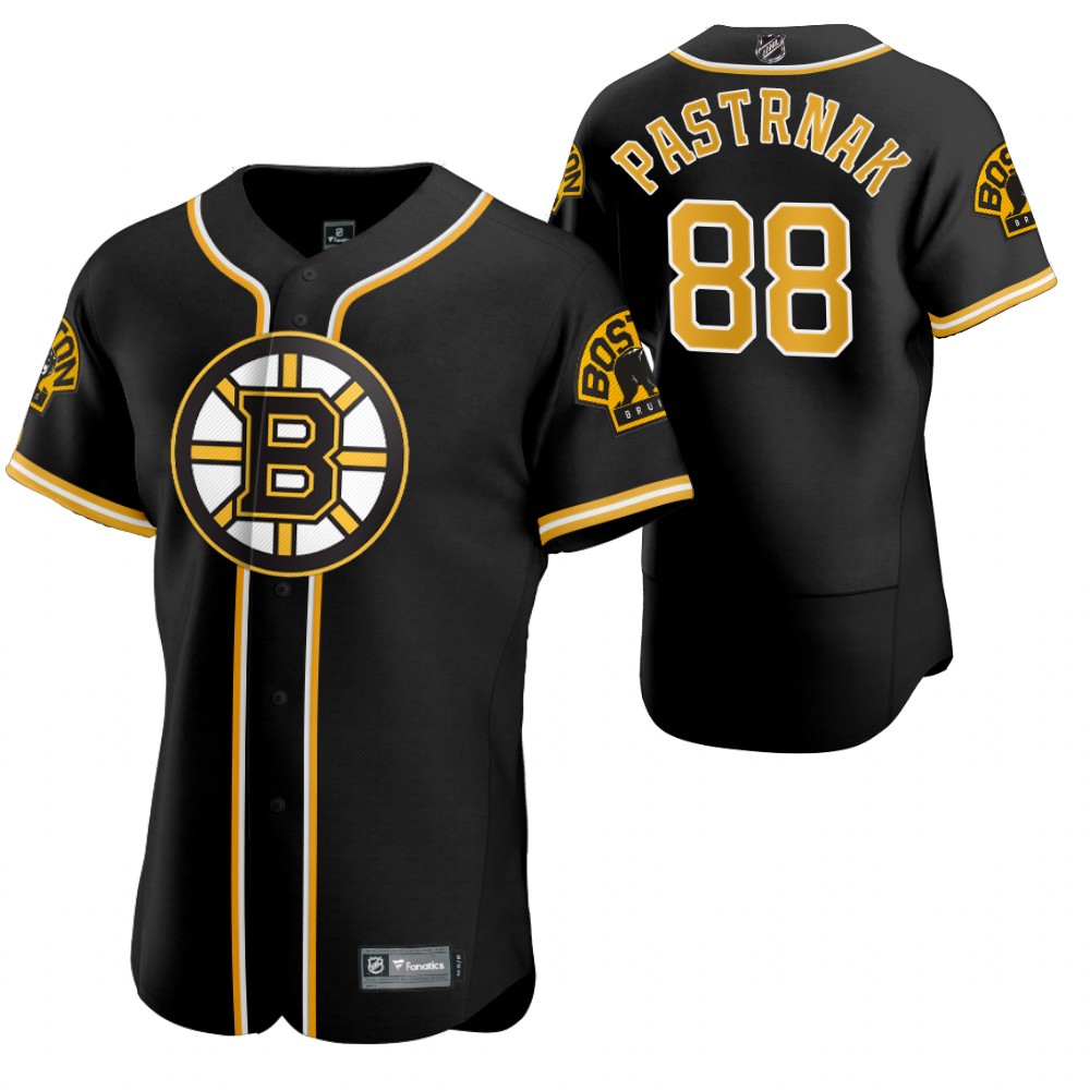 David Pastrnak Bruins 2020 NHL X MLB Crossover Baseball Jersey Black Stitched