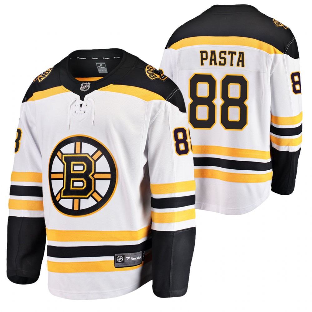 David Pastrnak Pasta Nickname Jersey Bruins Away Breakaway White Stitched