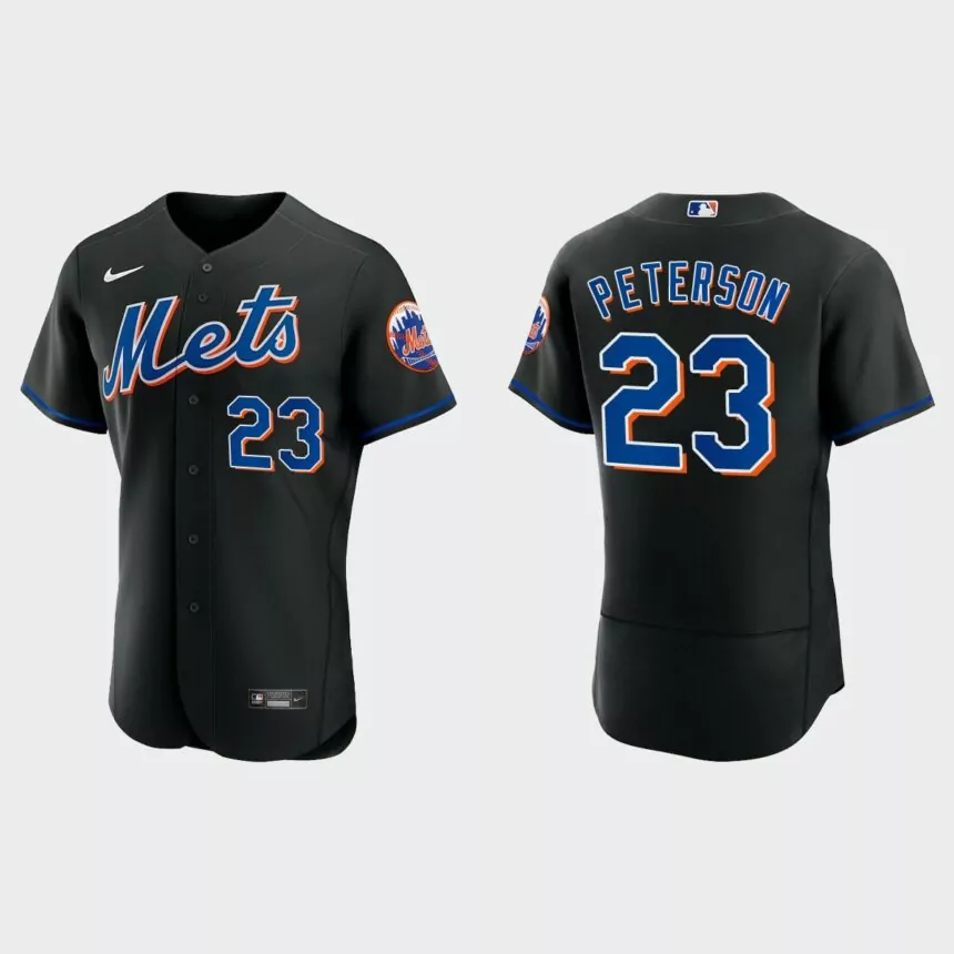 David Peterson New York Mets Authentic Alternate Jersey – Black