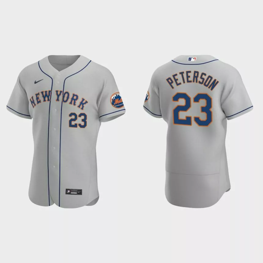 David Peterson New York Mets Authentic Road Jersey – Gray