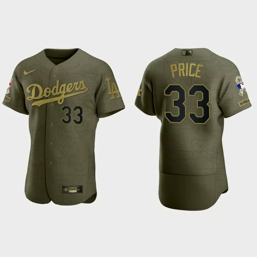 David Price Los Angeles Dodgers 2021 Salute to Service Digital Camo Jersey – Green