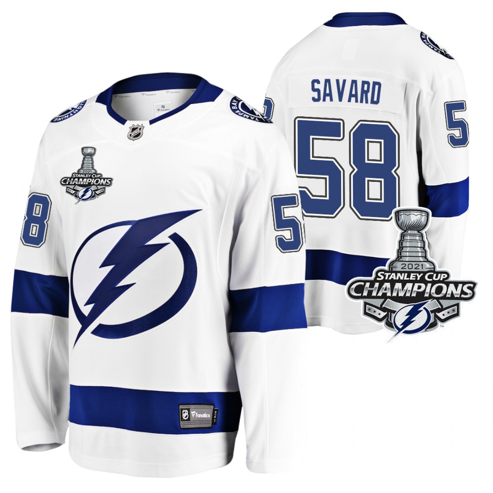 David Savard Lightning 2021 Stanley Cup Champions White Away Jersey