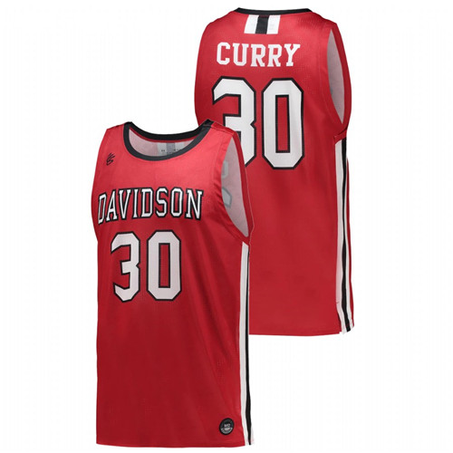 Davidson Wildcats Stephen Curry College Basketball Red Throwback Jersey Men