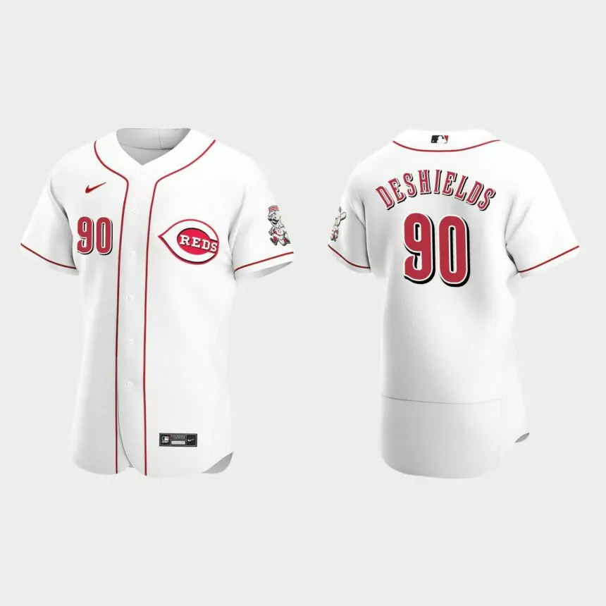 Delino DeShields #90 Cincinnati Reds Authentic Home Jersey – White