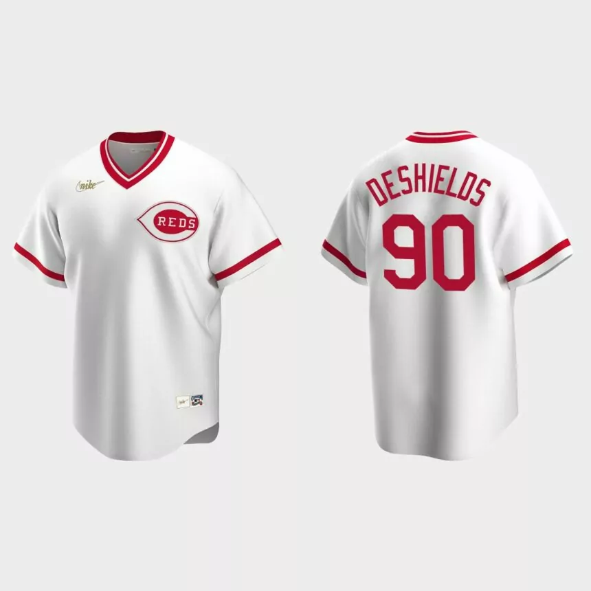 Delino DeShields #90 Cincinnati Reds Cooperstown Collection Home Jersey – White