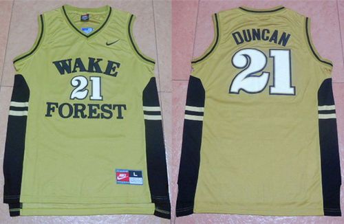Demon Deacons #21 Tim Duncan Gold Basketball Stitched NCAA Jersey