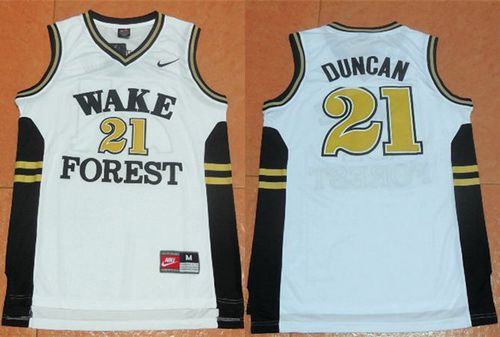 Demon Deacons #21 Tim Duncan White Basketball Stitched NCAA Jersey