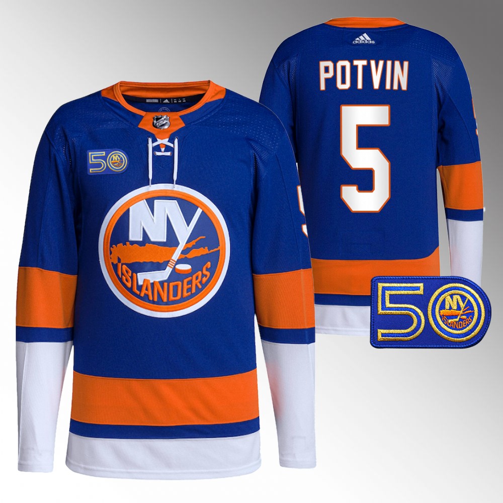 Denis Potvin New York Islanders Royal 50th Anniversary Primegreen Authentic Jersey