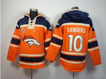 Denver Broncos #10 Emmanuel Sanders Orange Sawyer Hooded Sweatshirt NFL Hoodie