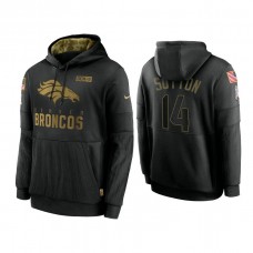 Denver Broncos #14 Courtland Sutton Black 2020 Salute to Service Sideline Performance Pullover Hoodie