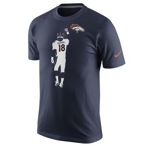 Denver Broncos #18 Peyton Manning Nike Walkoff Name and Number T-Shirt Navy