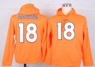 Denver Broncos #18 Peyton Manning Orange NFL Pullover Hoodie