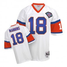 Denver Broncos #18 Peyton Manning White 75th Patch Throwback Jersey