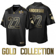 Denver Broncos #22 C.J. Anderson Super Bowl 50th Black Gold Collection Jersey