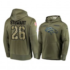 Denver Broncos #26 Darian Stewart Olive Pullover Hoodie 2018 Salute To Service